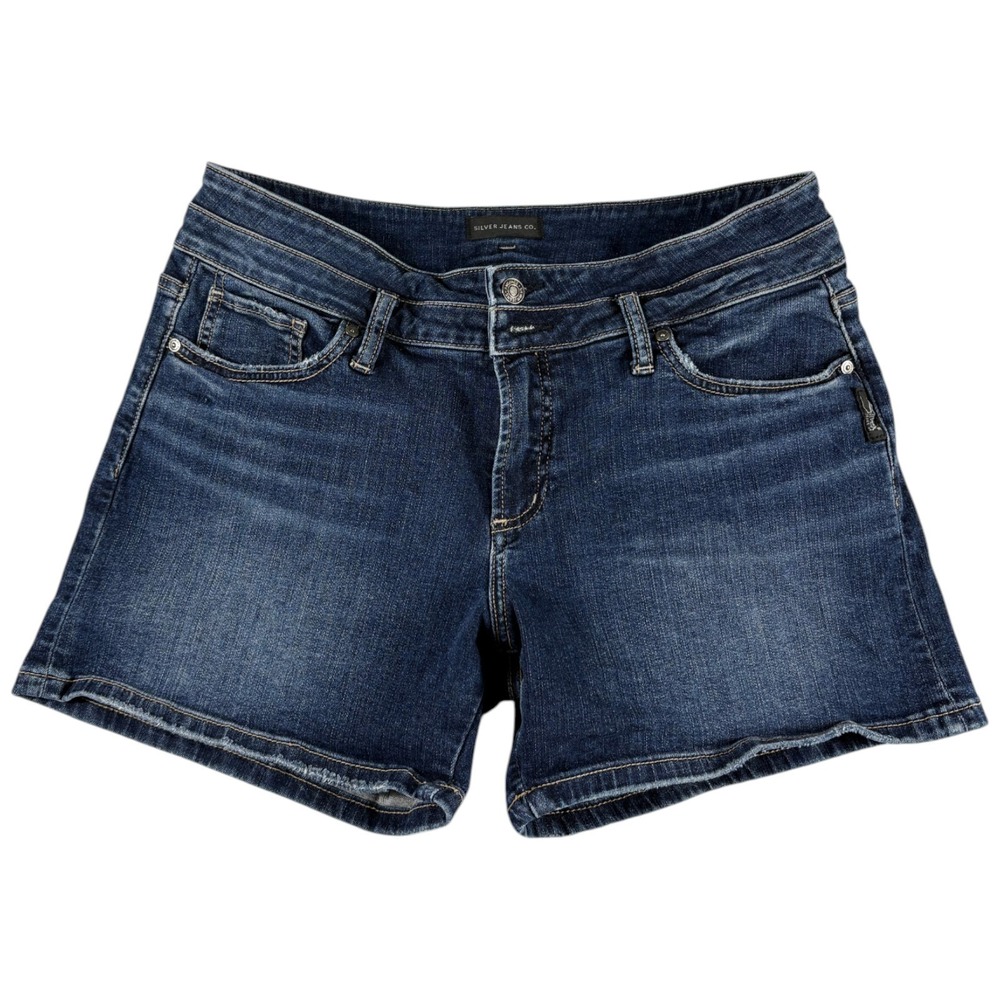 Silver Jeans Co. Suki Shorts Womens 31x4 Blue Denim Medium Wash Curvy Fit Stitch